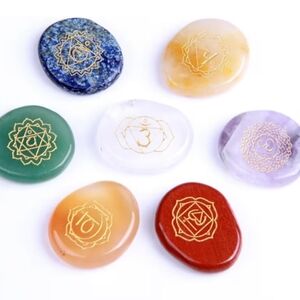 Chakra Stones-Reiki Healing Crystal With Engraved Chakra Symbols